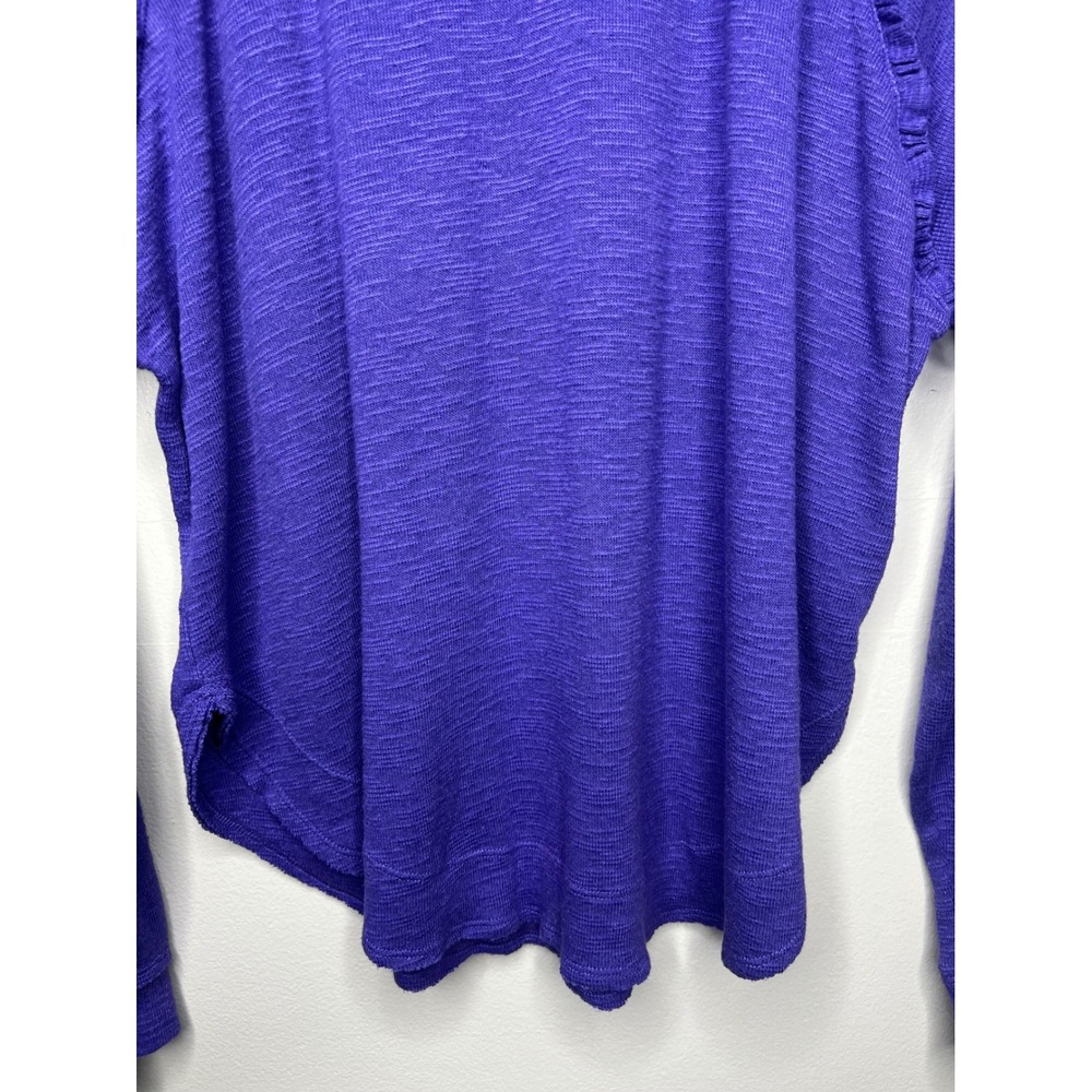 Pilcro Anthropologie Diana Ruffled Raglan Thermal Top Long Sleeve Purple XL Boho - Picture 4 of 12